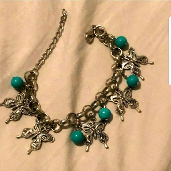 Silver Turquoise Butterfly Bracelet - Picture 5 of 7
